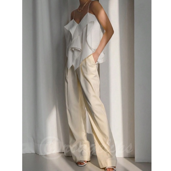 White Ruffle Cami Top Flowy - Picture 2 of 9